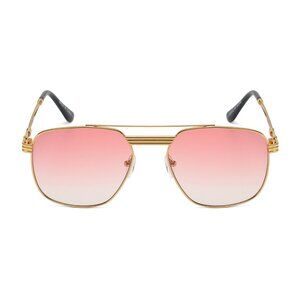 Men Women Sunglasses Pink Lens Trendy Luxury Retro Shades Gold Metal‎ Lentes New